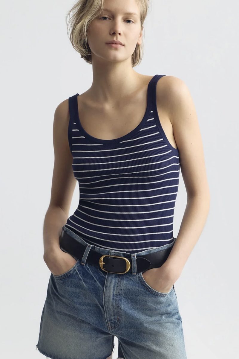 NILI LOTAN top wrenley - blue/ivory stripe